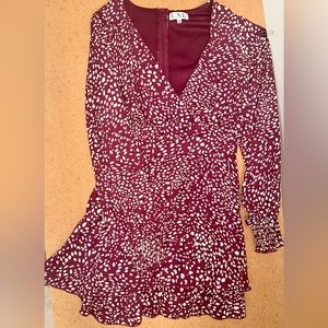 LNL brand, burgundy/white dotted, long sleeved dress. Juniors size 3